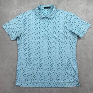 G/FORE Golf Polo Shirt Mens Large Light Blue Floral Performance Preppy Casual